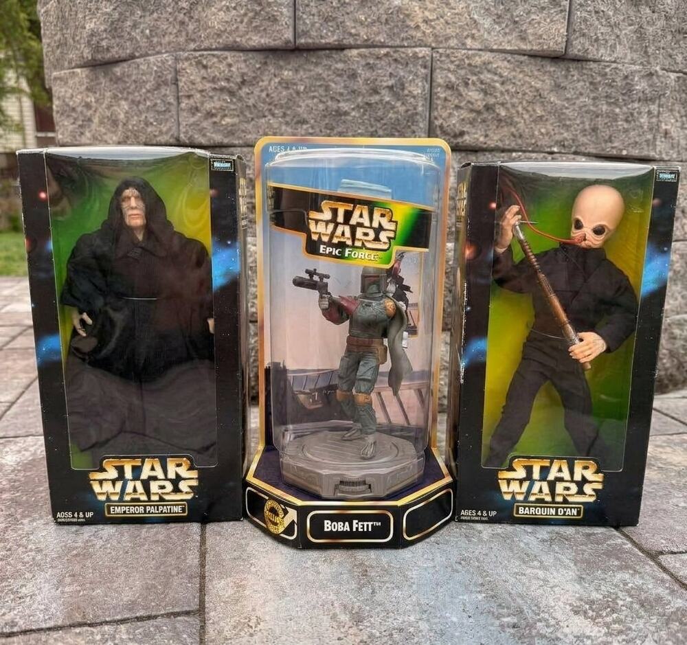 Vintage Star Wars Figure Lot 12in Palpatine Barquin Dan Boba Fett Epic Force